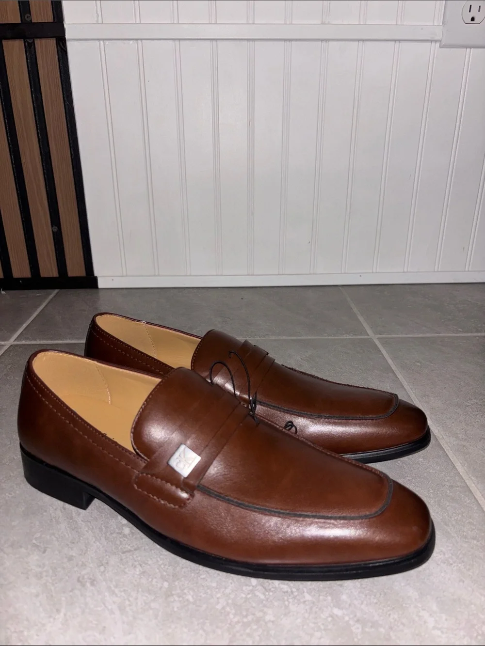 Calvin Klein Men's Brown Leather Penny Loafers